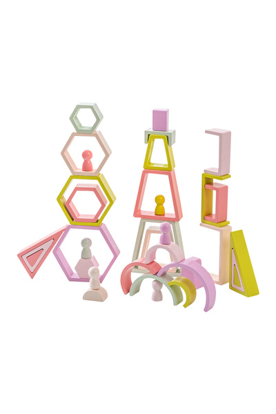 OEM Forme Montessori curcubeu - Puzzle geometric din lemn
