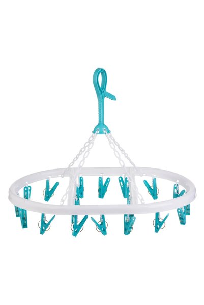 Belora 20 de Carlige cu Uscator de Rufe Oval din Plastic Alb Bleu 44x32x35cm