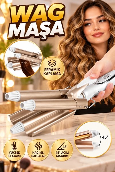 canrodi Wag Maşa New Generation Ceramic-Coated High-Heat Hair Styler, Gold