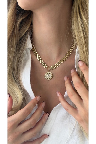 İREM YILDIZ 14K Luxury Premium Gold Kadın Kuyumcu Model Kararmaz Kolye
