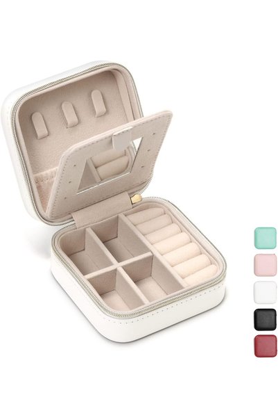 ASKIND Jewelry Case with Mirror, Small Travel Jewelry Organizer, Portable Min...