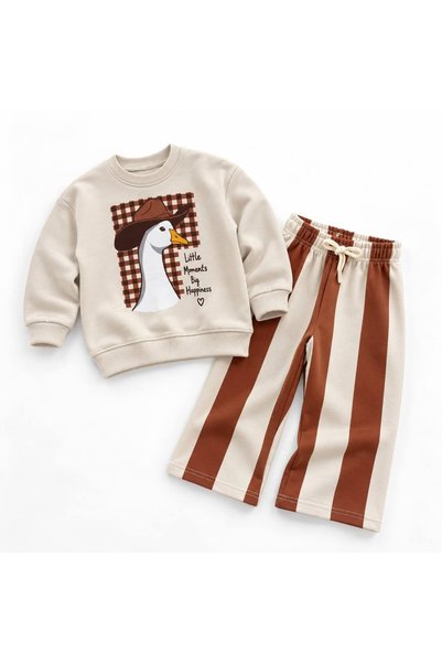 Patriko GIRLS' AND BOYS' 3-PLY COTTON DUCK-PRINTED SWEATSHIRT AND PANTS SET