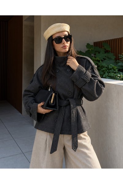 ASEDE High Collar Buttoned Cashmere Jacket