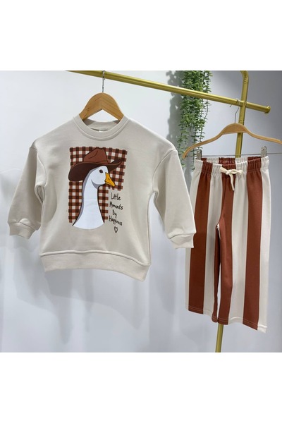 Patriko GIRLS' AND BOYS' 3-PLY COTTON DUCK-PRINTED SWEATSHIRT AND PANTS SET