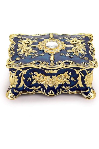 NALACAL Vintage Metal Jewelry Box, Antique Floral Ornate Treasure Chest Box, ...