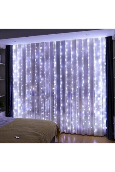 OEM Instalare perdea luminoasă, 3x3 m, 300 LED-uri alb rece, conexiune USB, t...