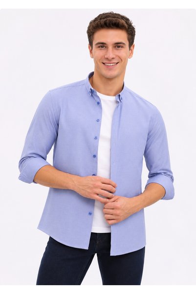 kzy giyim Men's Cobalt Long-Sleeve Shirt