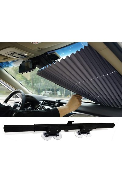 GENERAL Retractable Windshield Sun Shade for Car, Double Suction Cups for Dur...