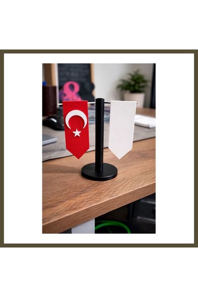 Generic Brand 3D-Printed Turkish Flag Decoration with Desktop Stand—Office an...