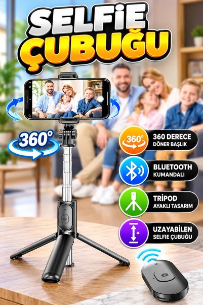 canrodi 360-Degree Rotating Head Bluetooth-Controlled Tripod Selfie Stick Pho...