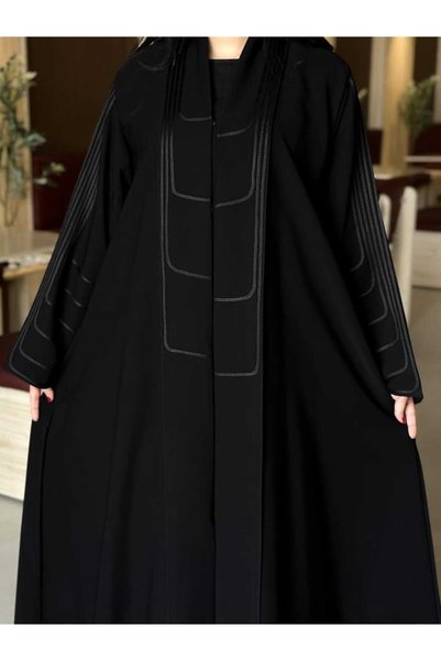 Shadan Art Abaya with Ferrari Crepe Fabric and White Trim.