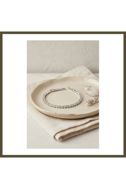 northcity n Rice-Shaped Silver-Colored Zircon Stone Waterway Women's Bracelet BX