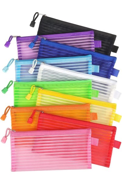 NALACAL Zipper Mesh Pouch, Pencil Pouch Multicolor Pen Bag Multipurpose for O...