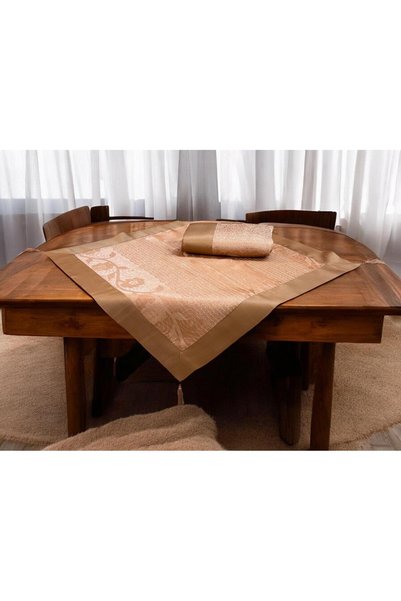Linea Home Σετ τραπεζομάντηλου 7 τεμαχίων LUTECE ΣΑΤΕΝ ΖΑΚΑΡ με μπορντούρα PU...