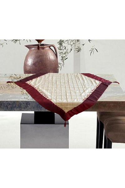 Linea Home Ταφτάδα τετράγωνη με ρίγα μπεζ-μπορντό 90X90 LH2036125