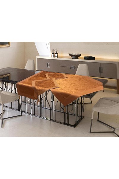 Linea Home Σετ τραπεζομάντηλων σατέν ζακάρ 4 τεμαχίων με μπορντούρα Ceylan LH...