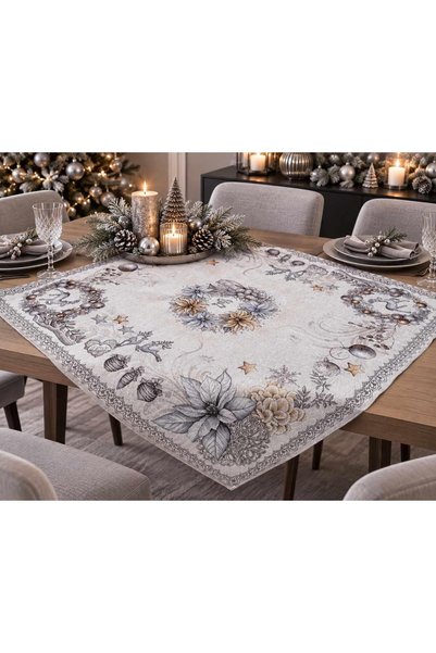 Linea Home ΧΡΙΣΤΟΥΓΕΝΝΙΑΤΙΚΟ ΡΑΝΕΡ ΤΡΑΠΕΖΙΟΥ ΙΣΠΑΝΙΚΟ ΥΦΑΣΜΑ ΑΣΗΜΙ 90Χ90 LH20...