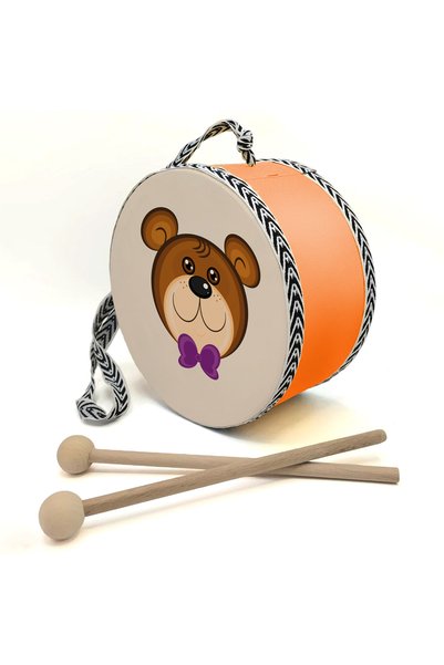 Souvenest Children's Leather Drum with Bow-Tied Teddy Bear Print (Ages 1–5) -...