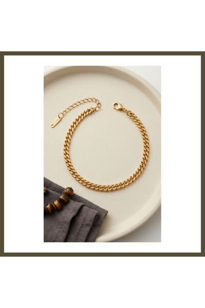 northcity n 316L Stainless Steel Gold-Colored Fine Cuban Chain Men's Bracelet...