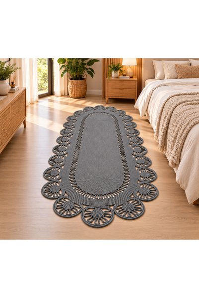 BHR Creative Jute Rope Doormat, Oval Kilim Rug, Bohemian Decorative Bedroom D...