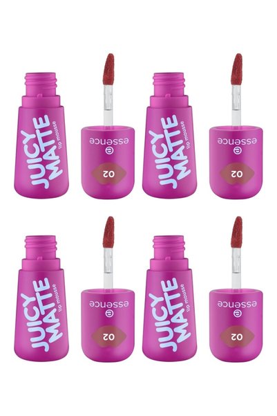 Essence 4x PACHET Mousse de buze JUICY MATTE - 02 Roz pufos, Esență, 2.7 ml