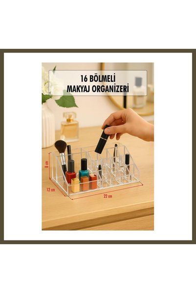 northcity n Transparent 16-Compartment Makeup Organizer 12×22×8 cm BX
