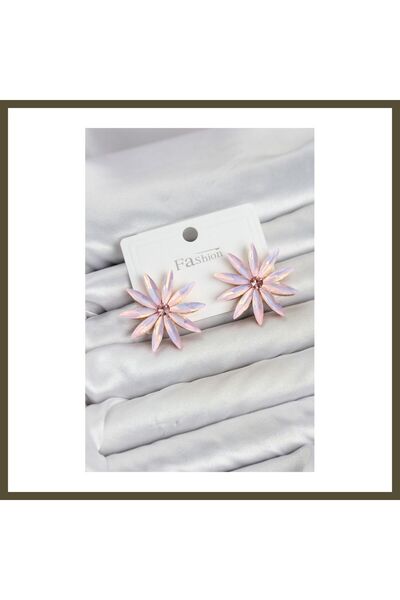 northcity n Women's Lotus-Style Earrings with Pink Crystal Stones BX