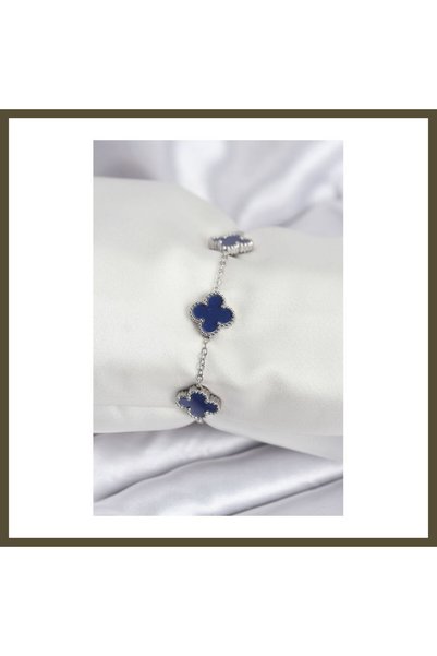 northcity n 316L Stainless Steel Chain, Silver-Toned, Navy Blue Clover Women'...
