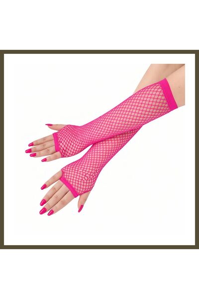 northcity n '80s and '90s Retro Neon Fuchsia Candy Pink Fishnet Fingerless Gl...