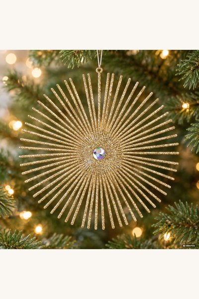 Comerivo Fulg decorativ de Craciun din sampanie cu strasuri, 20 cm, pentru br...