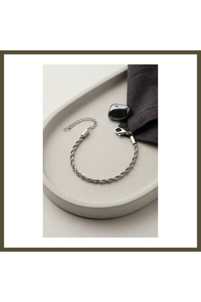 northcity n 316L Stainless Steel Silver-Colored Twisted Chain Men's Bracelet ...