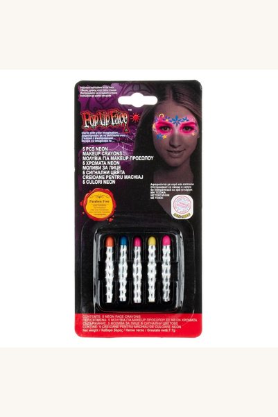 Comerivo Set 5 creioane neon pentru fata si corp, pentru machiaj de Halloween...