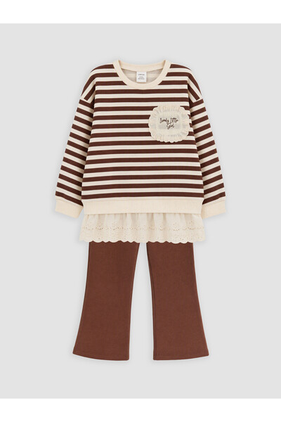 LC Waikiki LCW Kids Brown 3-Ply Brushed Inside Striped Girls' Set—The NEVAVM ...