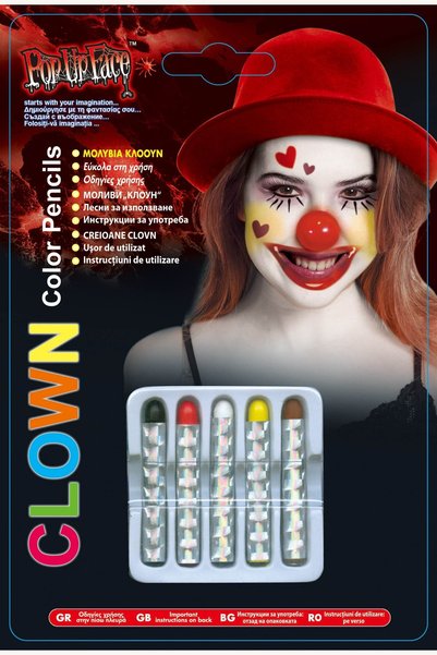 Comerivo Set 5 creioane machiaj clovn pentru fata si corp, pentru carnaval si...