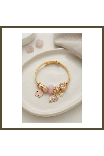 northcity n and Modal Elephant-Shaped Pink Charm Bracelet BX
