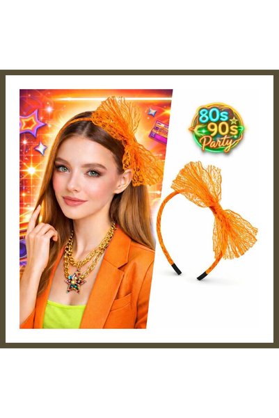 northcity n '80s? '90s? Neon Orange Lace Tiara with Bow Detail BX