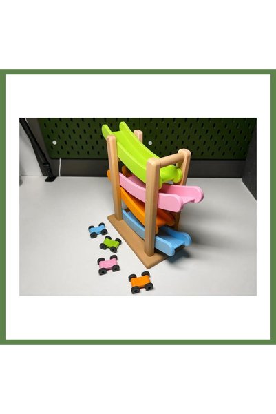 Hobibahçem 3D-Printed Car Track with Slides - 4-Story Mini Car Racing Ramp fo...
