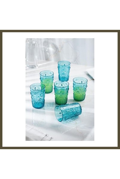 northcity n Acrylic Aquamarine Set of 6 Short Glasses & Water, Soft Drink, an...