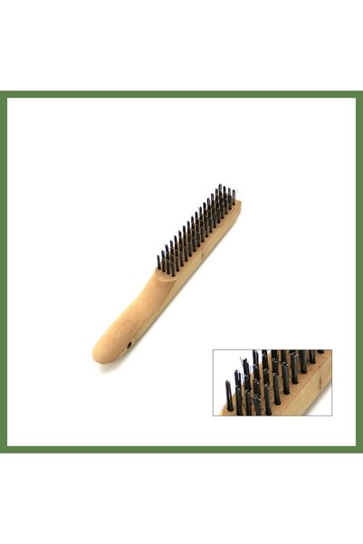 Hobibahçem 4-Row Wire Brush with Strappy Wooden Handle HB006