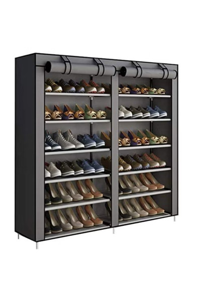VANTI MART Dustproof Double-Row Shoe Rack 120x30x118 cm – Covered Organizer C...