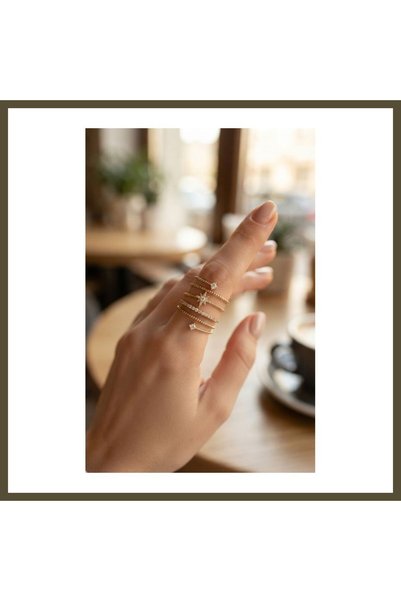 northcity n Gold-Colored Spiral North Star-Style Women's Ring BX
