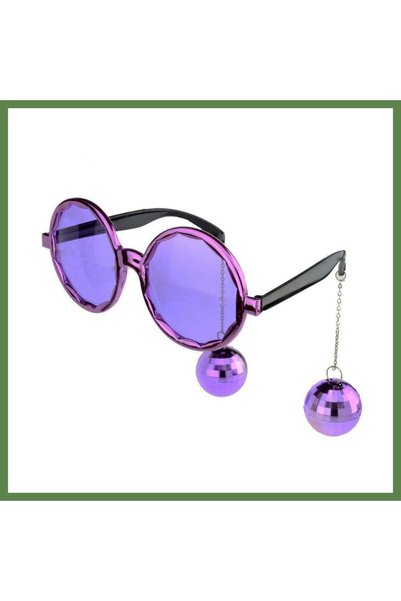 Hobibahçem Disco Party Glasses with Clustered Beads, Purple, 15x16 cm, HB006