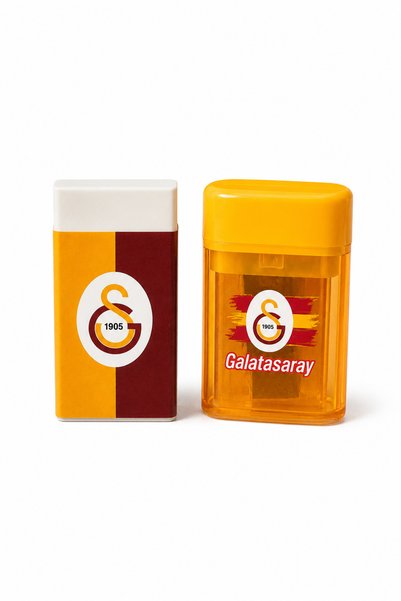 Galatasaray Licensed Eraser and Pencil Sharpener Set with Container, Double-H...