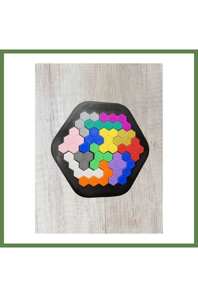 Hobibahçem 3D-Printed Hexagonal Puzzle with Honeycomb Pattern - Colorful Brai...