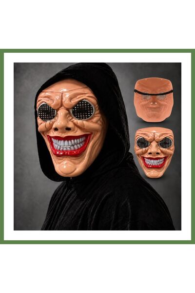 Hobibahçem Red Mouth and White Teeth Detailed Mesh-Eyed Mask HB006