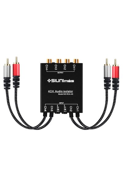 GENERAL جهاز عزل حلقة التأريض Pro RCA بأربع قنوات مع سلك مجدول من النايلون لل...
