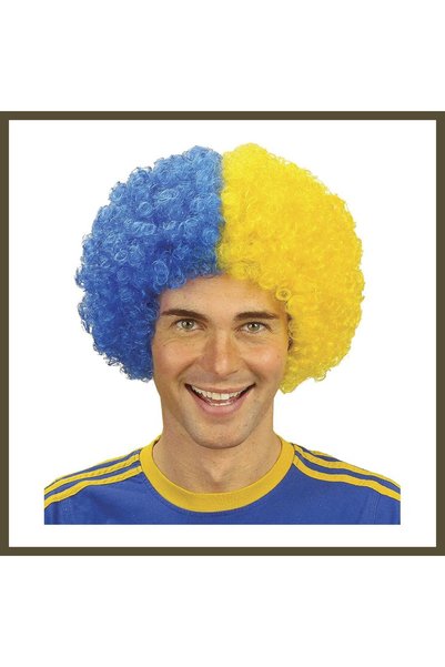 northcity n Yellow and Cobalt Curly Afro Bonus Wig Fan Bonus Hair BX