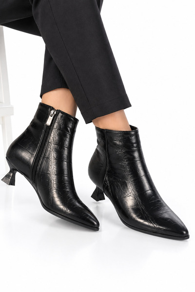 Jagulep Cizme elegante cu toc pentru femei (3 cm) NEGRU-NEGRU