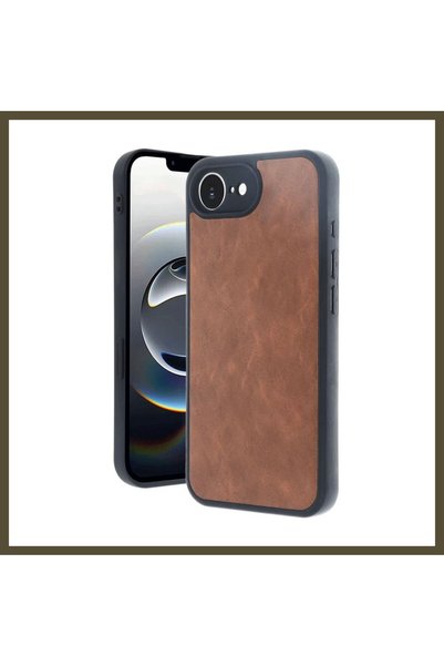 northcity n غطاء جلدي من أراس متوافق مع هاتف iPhone 16E - لون بني داكن BX.
