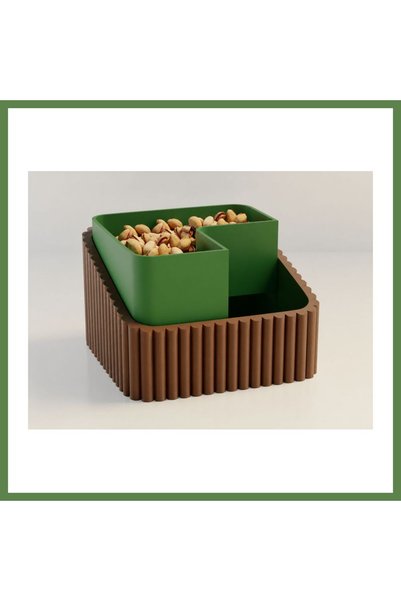 Hobibahçem 3D-Printed Pistachio Bowl - Dual-Chamber Shell Separator Serving B...